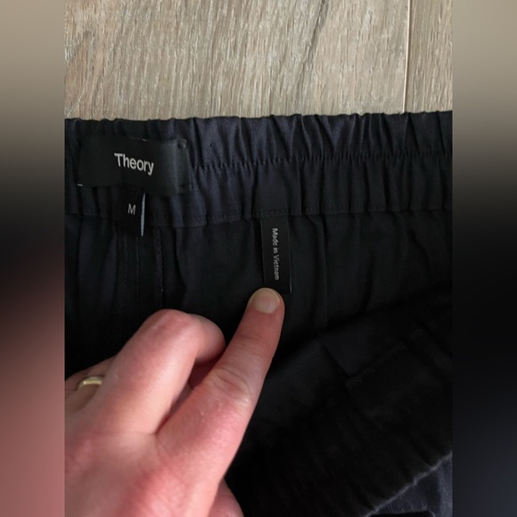 Theory Women’s Treeca Cropped Jogger Pants Linen Blend Navy - Size Medium - Picture 5 of 7